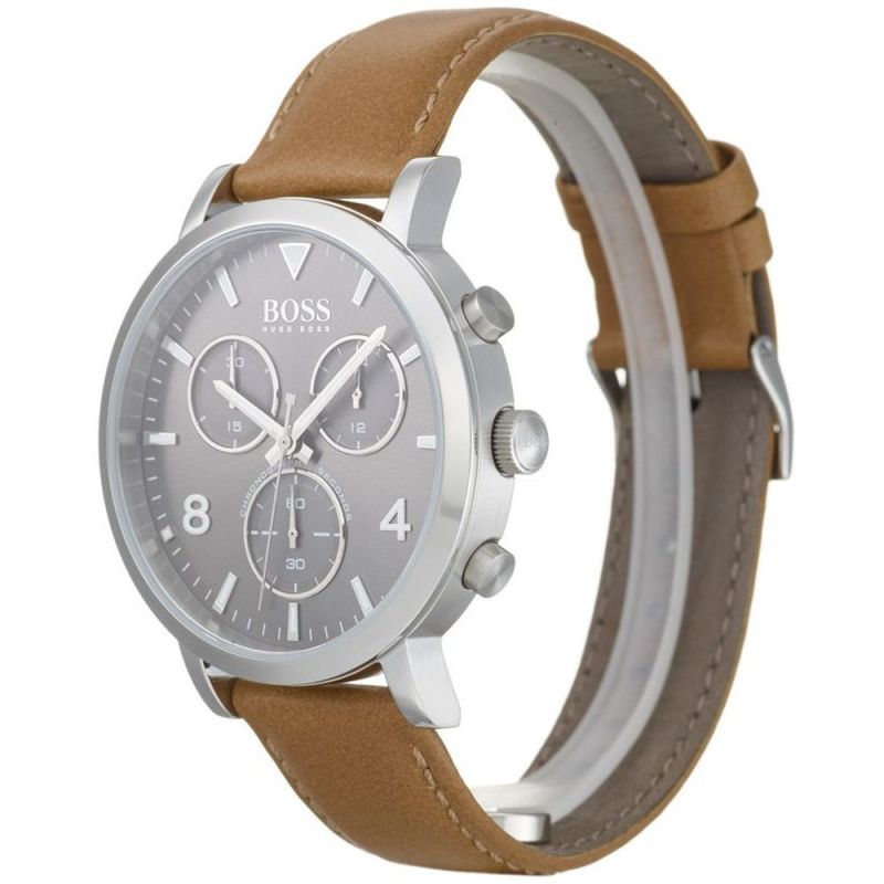  Shop Authentic Hugo Boss Spirit Grey Dial Brown Leather Strap Watch for Men - 1513691 - Luxxuri