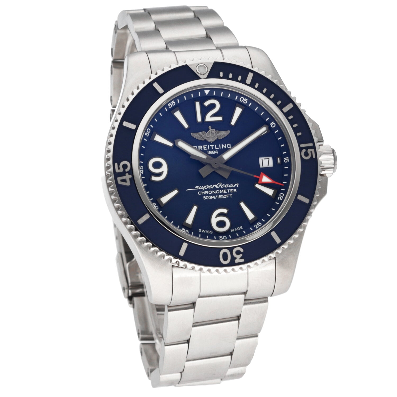 Shop Authentic Breitling Superocean Automatic 42mm Blue Dial Silver Steel Strap Watch for Men - A17366D81C1A1 - Luxxuri