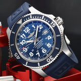 Shop Authentic Breitling Superocean II 44mm Blue Dial Blue Rubber Strap Watch for Men - A17392D8/C910/158S/A20SS.1 - Luxxuri