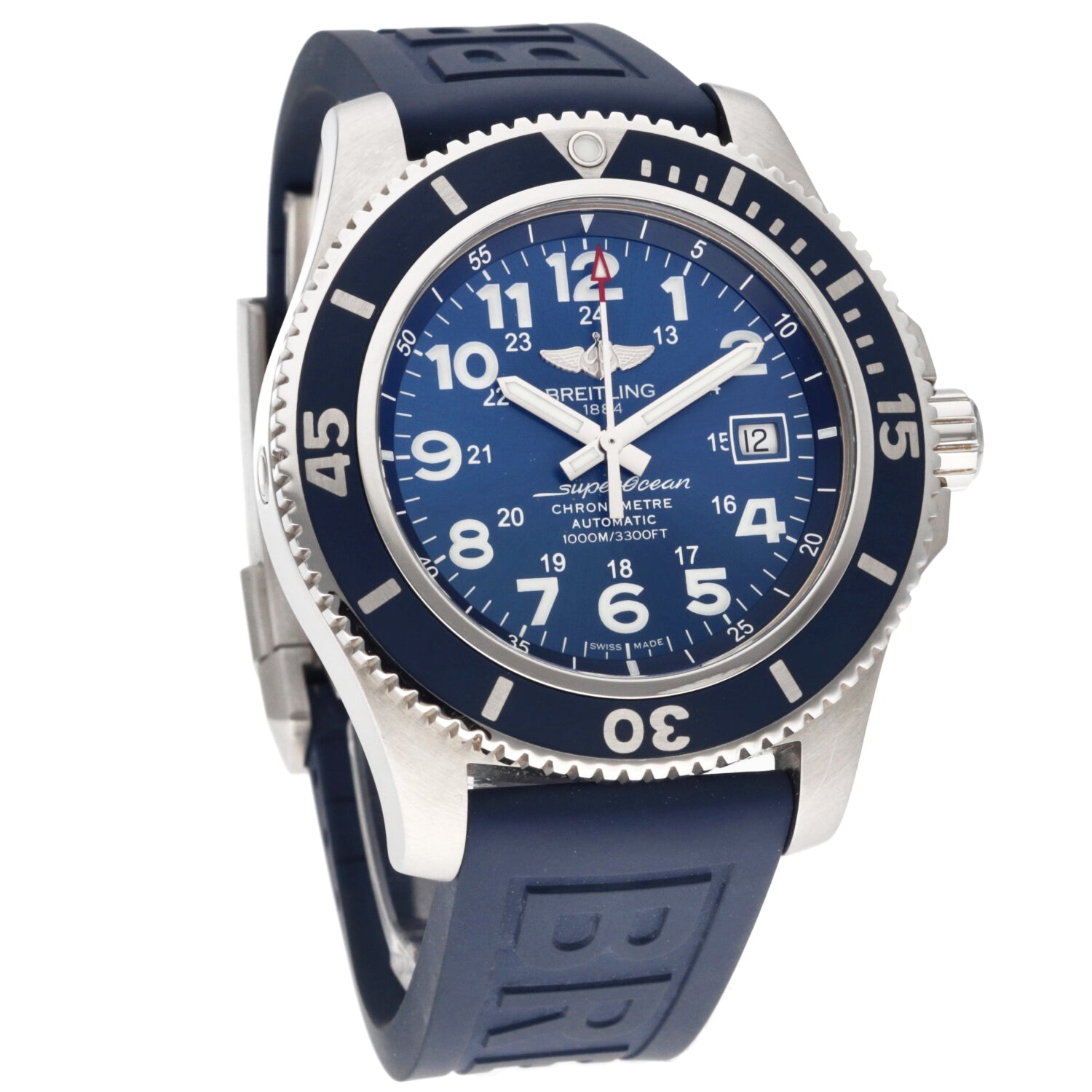  Shop Authentic Breitling Superocean II 44mm Blue Dial Blue Rubber Strap Watch for Men - A17392D8/C910/158S/A20SS.1 - Luxxuri