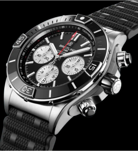  Shop Authentic Breitling Super Chronomat B01 44 Black Dial Black Rubber Strap Watch for Men - AB0136251B1S1 - Luxxuri