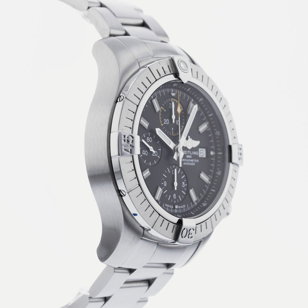  Shop Authentic Breitling Avenger Chronograph 45mm Black Dial Silver Steel Strap Watch for Men - A13317101B1A1 - Luxxuri