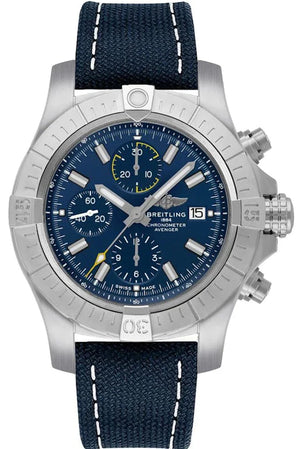  Shop Authentic Breitling Avenger Chronograph 43 Blue Dial Blue Nylon Strap Watch for Men - A13385101C1X1 - Luxxuri