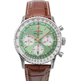  Shop Authentic Breitling Navitimer B01 Chronograph 41 Green Dial Brown Leather Strap Watch for Men - AB0139211L1P1 - Luxxuri