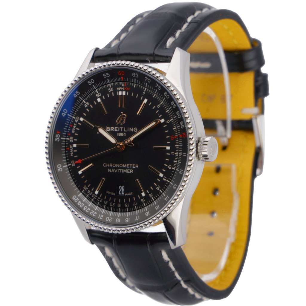  Shop Authentic Breitling Automatic 41mm Black Dial Black Leather Strap Watch for Men - A17326241B1P1 - Luxxuri