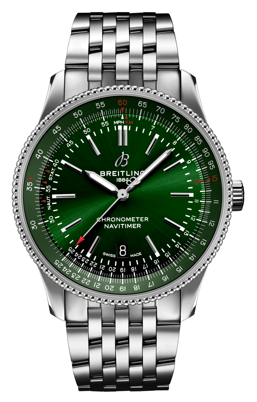  Shop Authentic Breitling Navitimer Automatic 41mm Green Dial Silver Steel Strap Watch for Men - A17326361L1A1 - Luxxuri