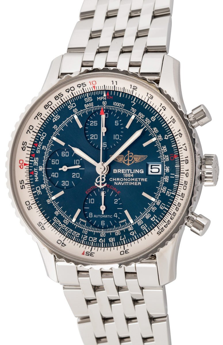  Shop Authentic Breitling Navitimer Heritage Special Edition Blue Dial Silver Steel Strap Mens Watch - A1332412/C942 - Luxxuri