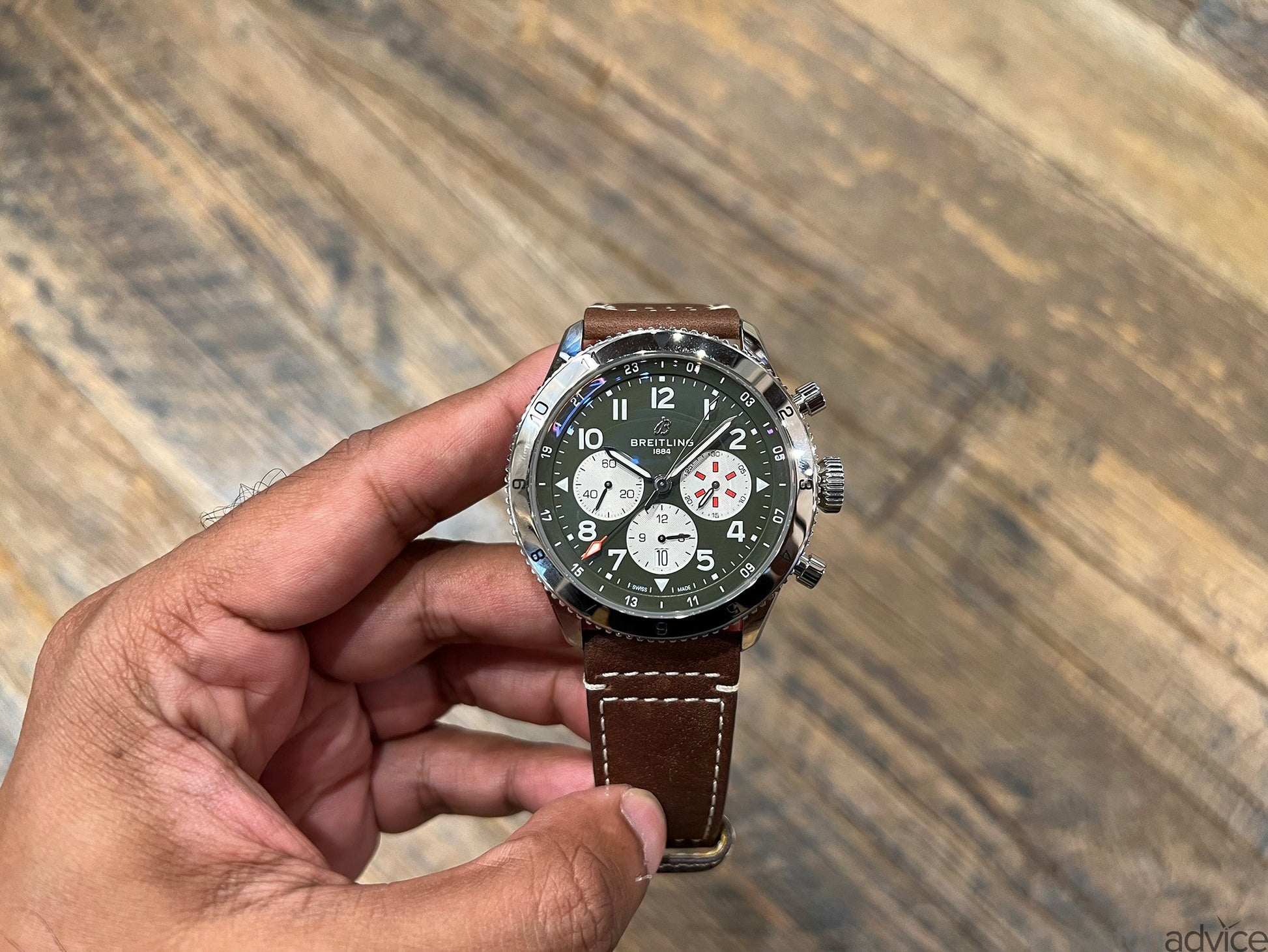  Shop Authentic Breitling Super Avi B04 Chronograph GMT 46 Curtiss Warhawk Green Dial Brown Leather Strap Watch for Men - AB04452A1L1X1 - Luxxuri