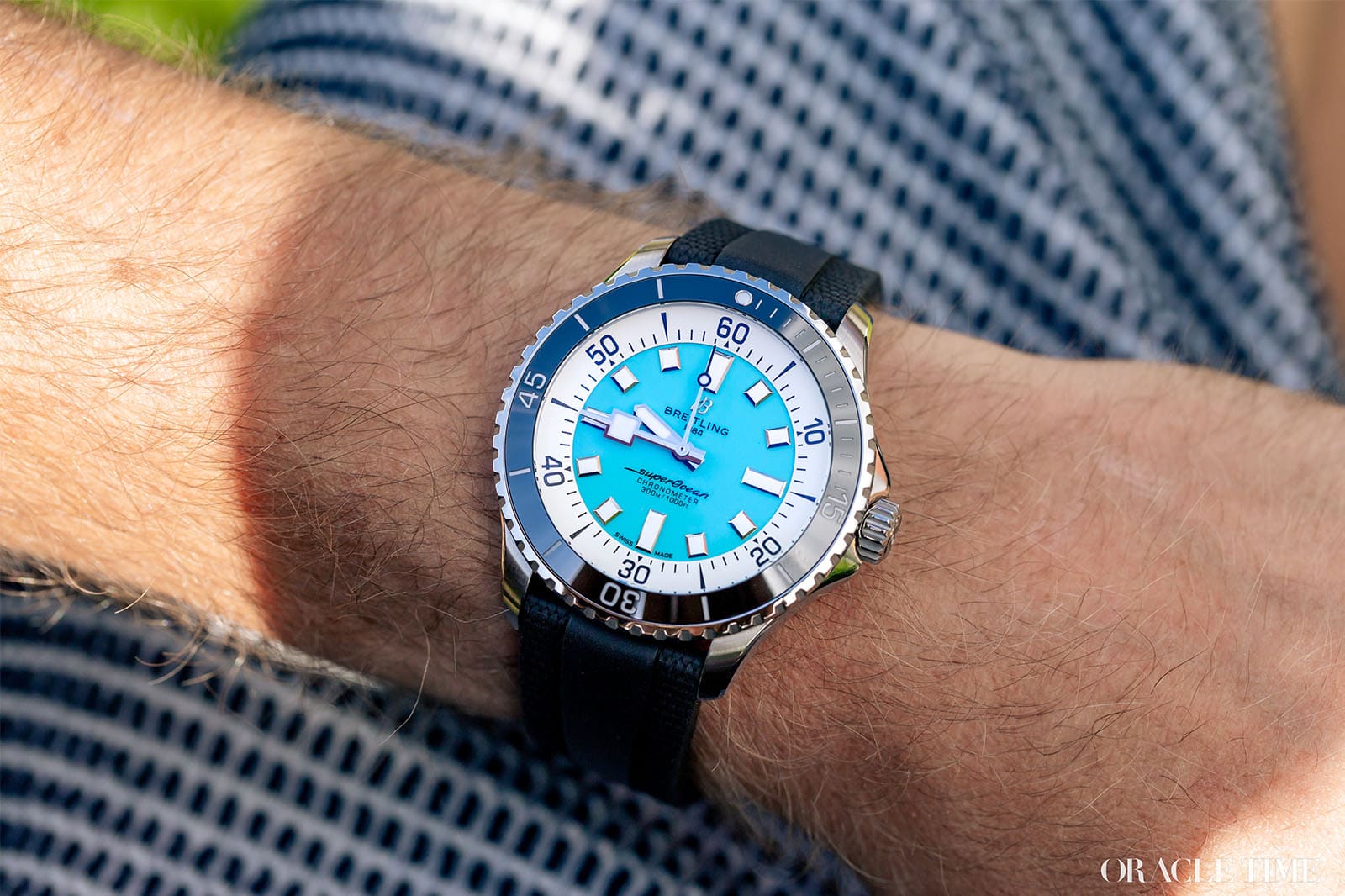  Shop Authentic Breitling Superocean Automatic 44 Turquoise Dial Black Rubber Strap Watch for Men - A17376211L2S1 - Luxxuri