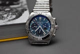  Shop Authentic Breitling Chronomat B01 42mm Blue Dial Silver Steel Strap Watch for Men - AB0134101C1A1 - Luxxuri