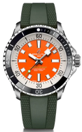 Breitling Superocean Automatic 42mm Kelly Slater Limited Edition Orange Dial Green Rubber Strap Watch for Men - A173751A101S1