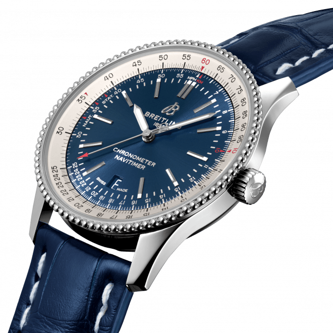  Shop Authentic Breitling Navitimer 1 Automatic 41mm Blue Dial Blue Leather Strap Mens Watch - A17326211C1P4 - Luxxuri