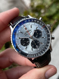  Shop Authentic Breitling Navitimer B01 Chronograph 43 Blue Dial Black Leather Strap Watch for Men - AB0138241C1P1 - Luxxuri