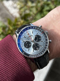  Shop Authentic Breitling Navitimer B01 Chronograph 43 Blue Dial Black Leather Strap Watch for Men - AB0138241C1P1 - Luxxuri
