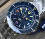  Shop Authentic Breitling Superocean Heritage '57 Special Edition II Blue Dial Silver Mesh Bracelet Watch for Men - A103702A1C1A1 - Luxxuri