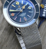  Shop Authentic Breitling Superocean Heritage '57 Special Edition II Blue Dial Silver Mesh Bracelet Watch for Men - A103702A1C1A1 - Luxxuri