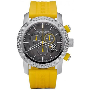 Shop Authentic Burberry Sport Chronograph Grey Dial Yellow Rubber Strap Watch for Men - BU7712 - Luxxuri