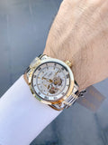  Shop Authentic Bulova BVA Skeleton Silver Dial Two Tone Steel Strap Watch for Men - 98A230 - Luxxuri