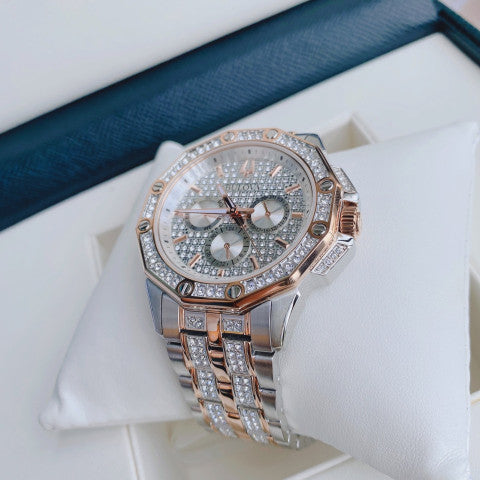  Shop Authentic Bulova Octova Crystal Silver Dial Two Tone Steel Strap Watch for Men - 98C133 - Luxxuri