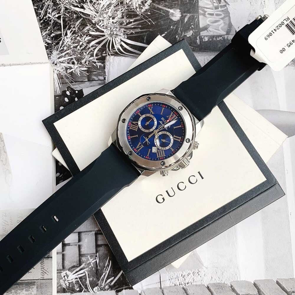  Shop Authentic Bulova Marine Star Blue Dial Black Silicone Strap Watch for Men - 98B258 - Luxxuri