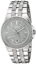  Shop Authentic Bulova Crystal Pave Silver Dial Silver Steel Strap Watch for Men - 96B235 - Luxxuri