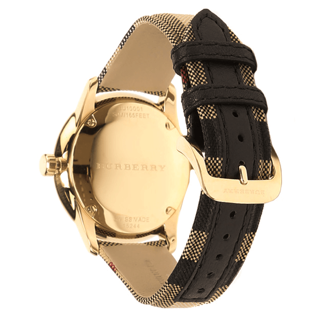 Burberry The Classic Round Gold Dial Brown Leather Strap Unisex Watch  - BU10001