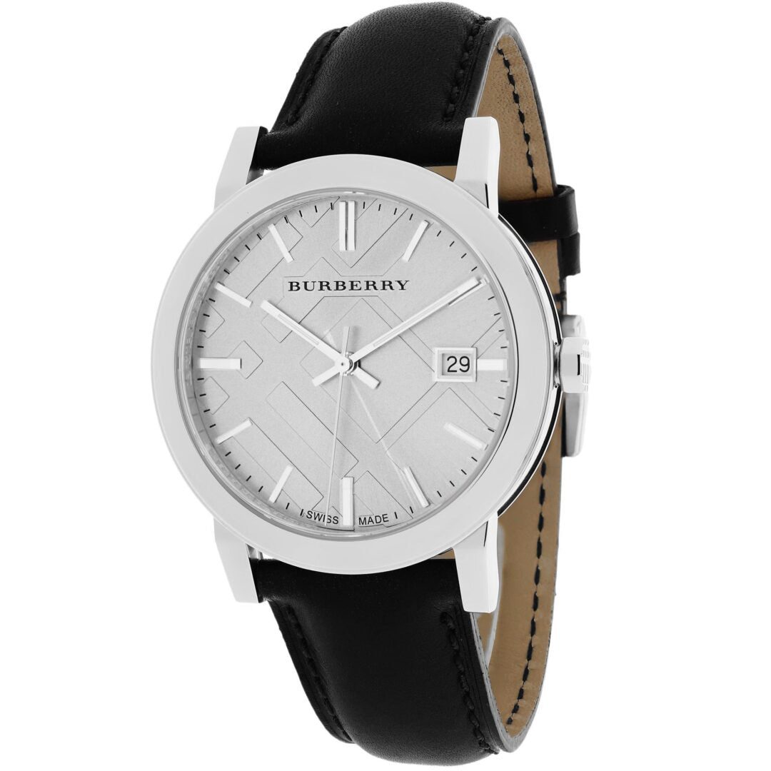  Shop Authentic Burberry The City White Dial Black Leather Strap Watch for Men - BU9008 - Luxxuri