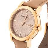  Shop Authentic Burberry The City Beige Dial Beige Leather Strap Watch for Women - BU9109 - Luxxuri