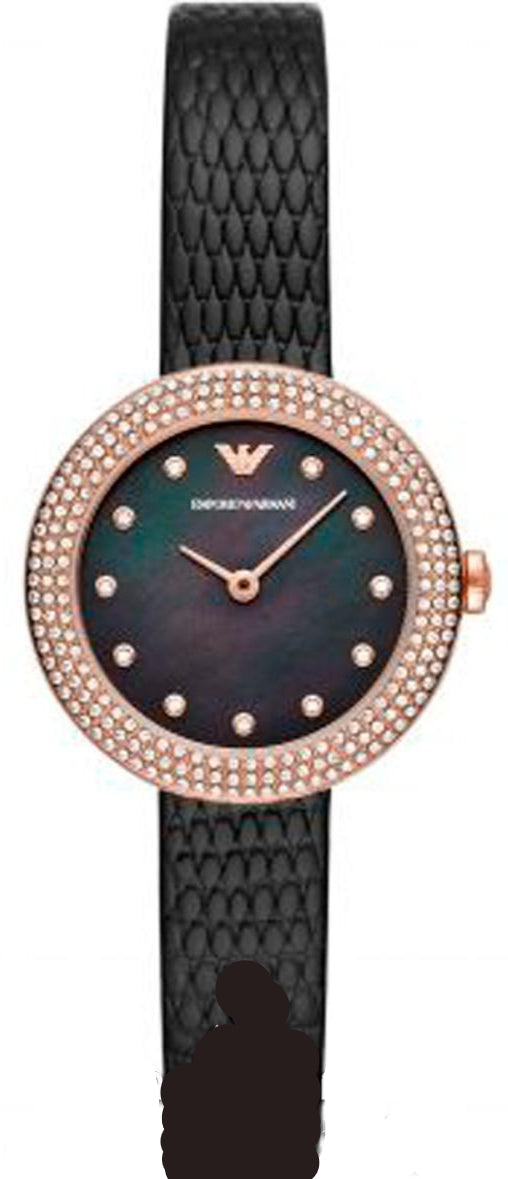  Shop Authentic Emporio Armani Aviator Crystals Mother of Pearl Black Dial Black Silicon Strap Watch For Women - AR11373 - Luxxuri