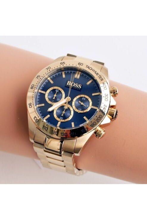  Shop Authentic Hugo Boss Ikon Blue Dial Gold Steel Strap Watch for Men - 1513340 - Luxxuri