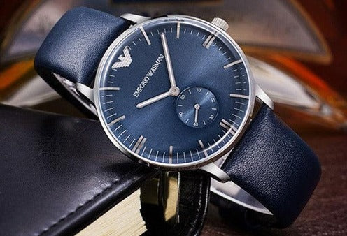  Shop Authentic Emporio Armani Analog Quartz Blue Dial Blue Leather Strap Watch For Men - AR1647 - Luxxuri