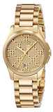  Shop Authentic Gucci G Timeless Gold Dial Gold Steel Strap Watch For Women - YA126553 - Luxxuri