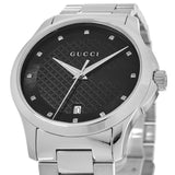  Shop Authentic Gucci G Timeless Diamonds Black Dial Silver Steel Strap Watch For Men - YA126456 - Luxxuri
