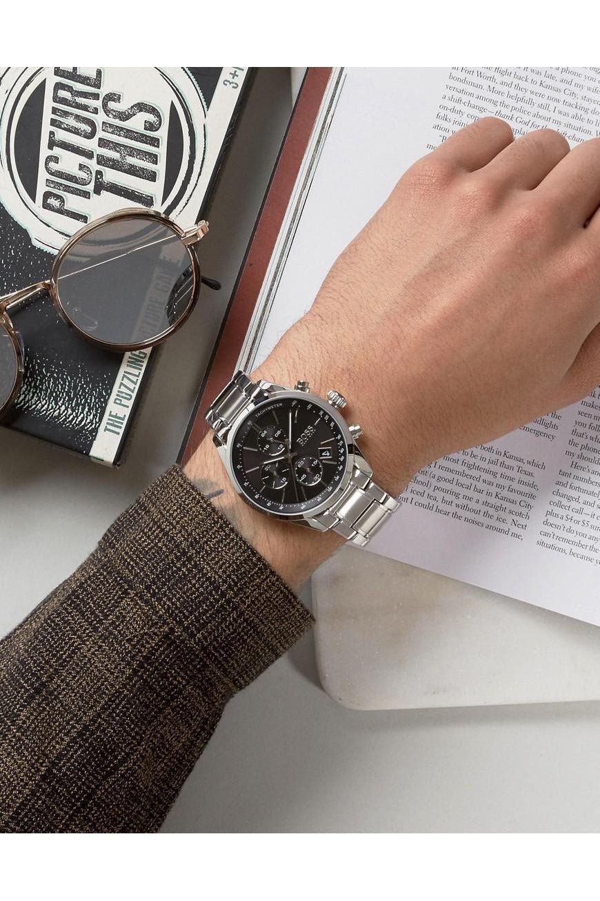  Shop Authentic Hugo Boss Grand Prix Black Dial Silver Steel Strap Watch for Men - 1513477 - Luxxuri