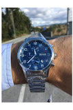  Shop Authentic Hugo Boss Aeroliner Blue Dial Silver Steel Strap Watch for Men - 1513183 - Luxxuri
