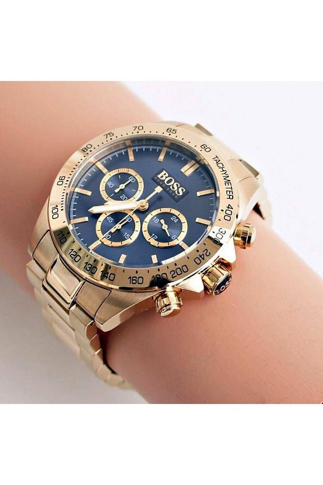  Shop Authentic Hugo Boss Ikon Blue Dial Gold Steel Strap Watch for Men - 1513340 - Luxxuri