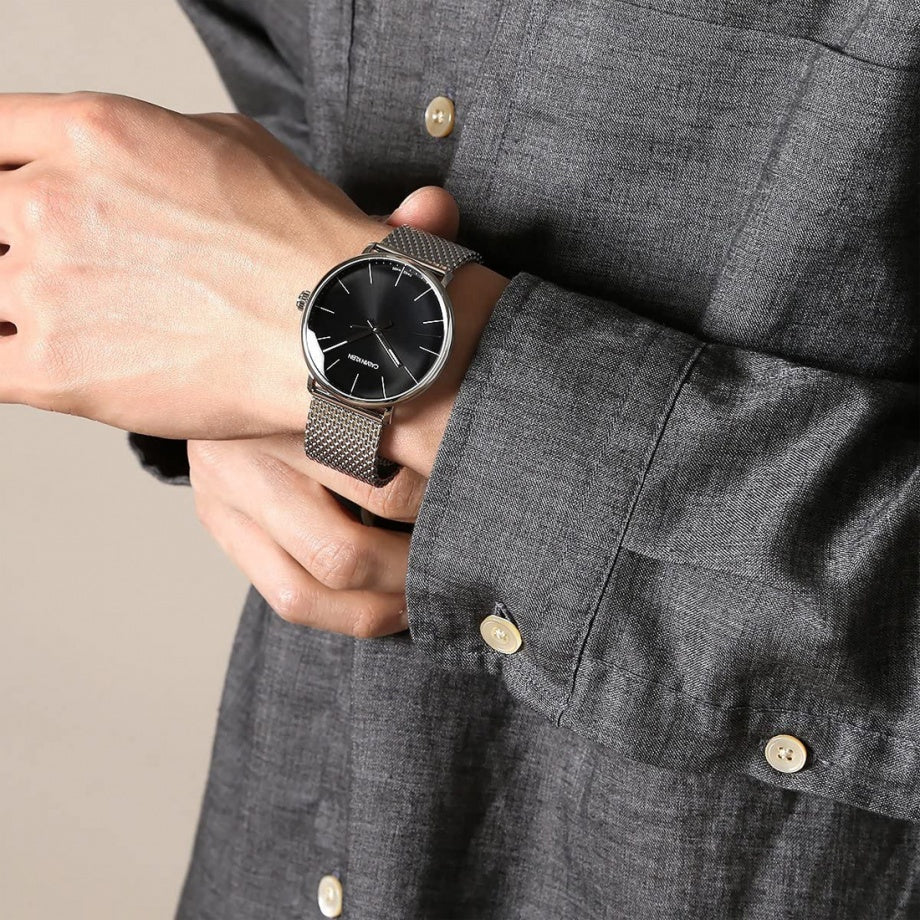  Shop Authentic Calvin Klein High Noon Black Dial Silver Mesh Bracelet Watch for Men - K8M21121 - Luxxuri