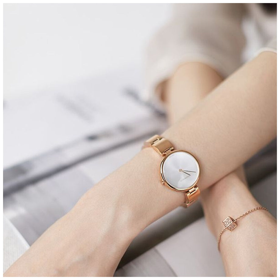  Shop Authentic Calvin Klein Wavy White Dial Rose Gold Steel Strap Watch for Women - K9U23646 - Luxxuri