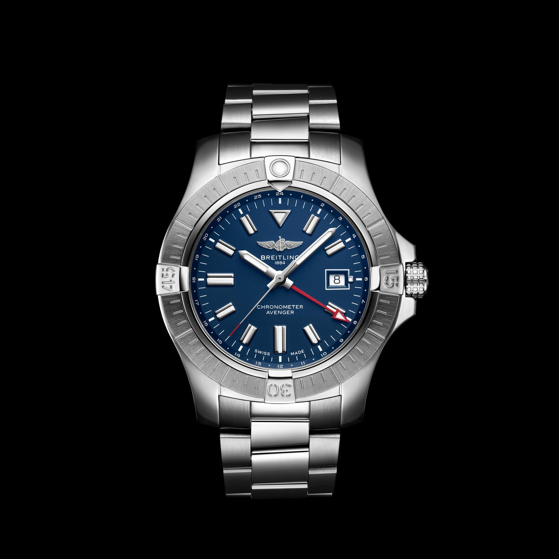  Shop Authentic Breitling Avenger Automatic GMT 45 Blue Dial Silver Steel Strap Watch for Men - A32395101C1A1 - Luxxuri