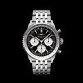 Breitling Navitimer B01 Chronograph 43 Black Dial Silver Steel Strap Watch for Men - AB0138211B1A1