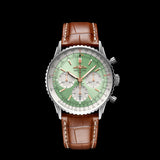  Shop Authentic Breitling Navitimer B01 Chronograph 41 Green Dial Brown Leather Strap Watch for Men - AB0139211L1P1 - Luxxuri
