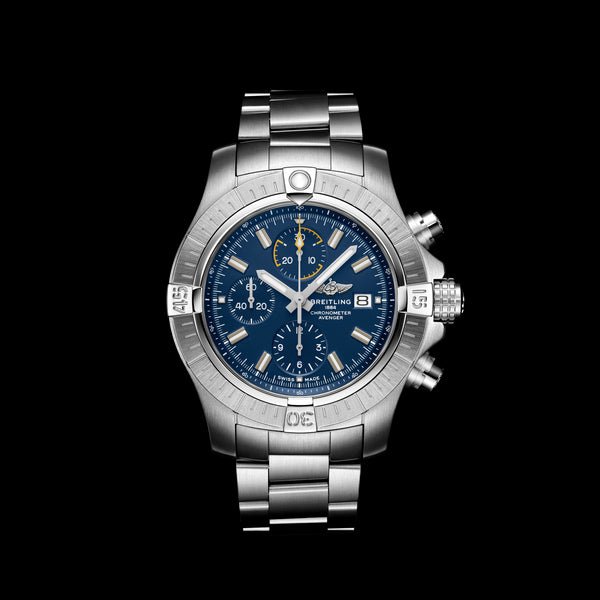  Shop Authentic Breitling Avenger Chronograph 45mm Blue Dial Silver Steel Strap Watch for Men - A13317101C1A1 - Luxxuri