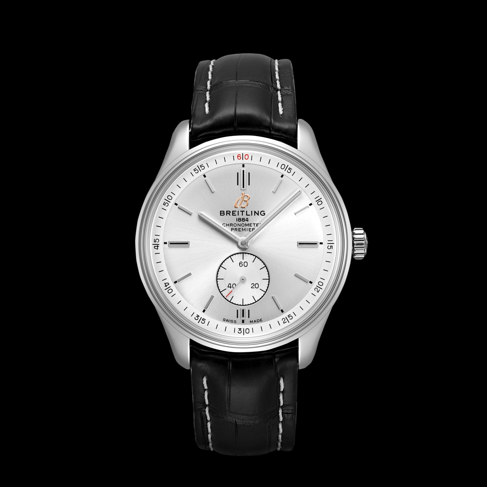  Shop Authentic Breitling Premier Automatic 40mm Silver Dial Black Leather Strap Watch for Men - A37340351G1P1 - Luxxuri