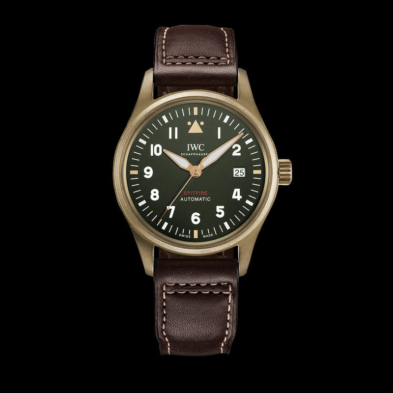  Shop Authentic IWC Pilot's Watch Automatic Spitfire Green Dial Brown Leather Strap Watch for Men - IW326802 - Luxxuri