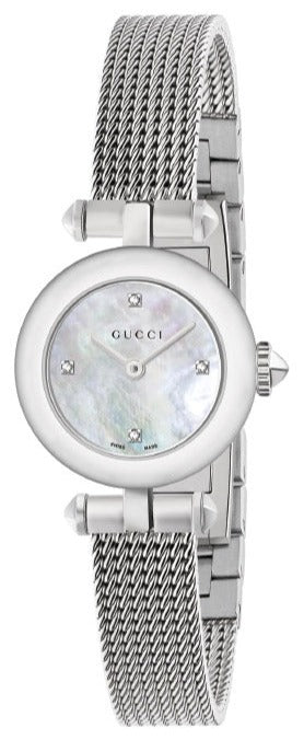  Shop Authentic Gucci Diamantissima Diamonds Mother of Pearl Dial Silver Mesh Bracelet Watch for Women - YA141512 - Luxxuri