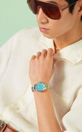  Shop Authentic Gucci G Timeless Quartz Turquoise Dial Silver Steel Strap Unisex Watch - YA1265044 - Luxxuri