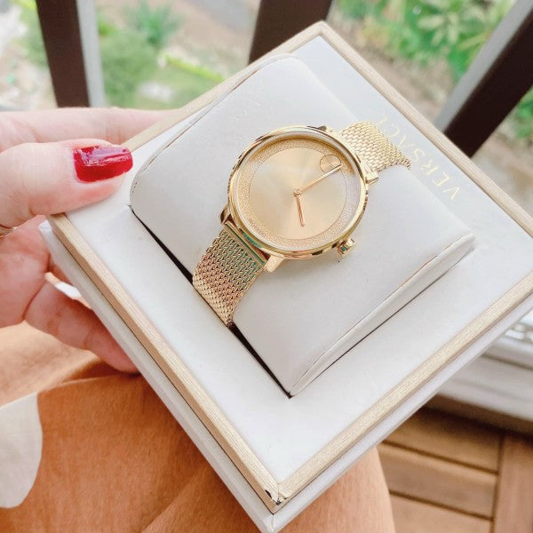  Shop Authentic Movado Bold Diamonds Gold Dial Gold Mesh Bracelet Watch For Men - 3600460 - Luxxuri