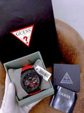  Shop Authentic Guess Legacy Black Dial Red Silicone Strap Watch for Men - W1049G6 - Luxxuri