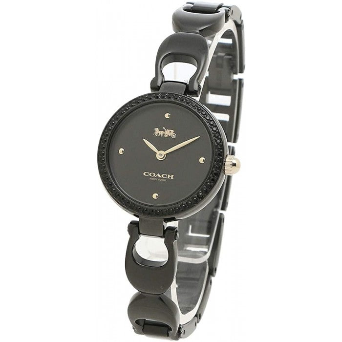 Coach Park Swarovski Crystals Black Dial Black Steel Strap Watch for Women - 14503564