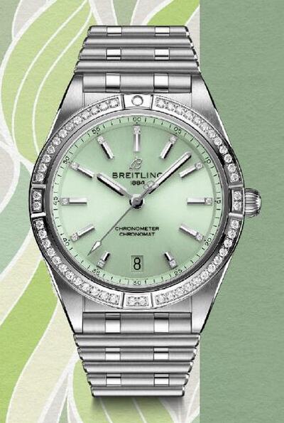 Shop Authentic Breitling Chronomat Automatic 36 Diamonds Green Dial Two Tone Steel Strap Watch for Women - A10380591L1A1 - Luxxuri